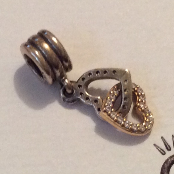 Pandora two tone dangling charm 14K gold and silver - Picture 4 of 4